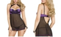 iCollection Women's Scalloped Lace Halter Babydoll Lingerie Set